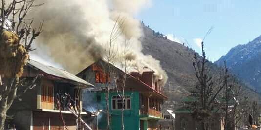 Three shops, hotel gutted in Ganderbal fire mishap