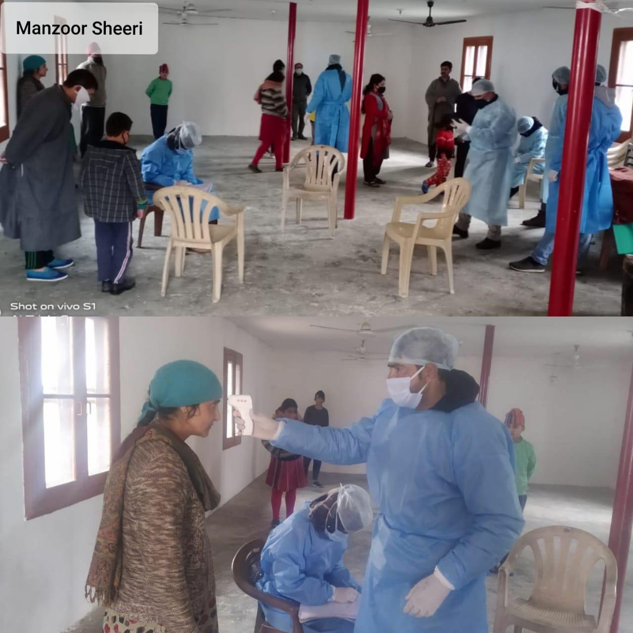 Covid-19:Doctors,Paramedical staff visited Pandith colony Baramulla