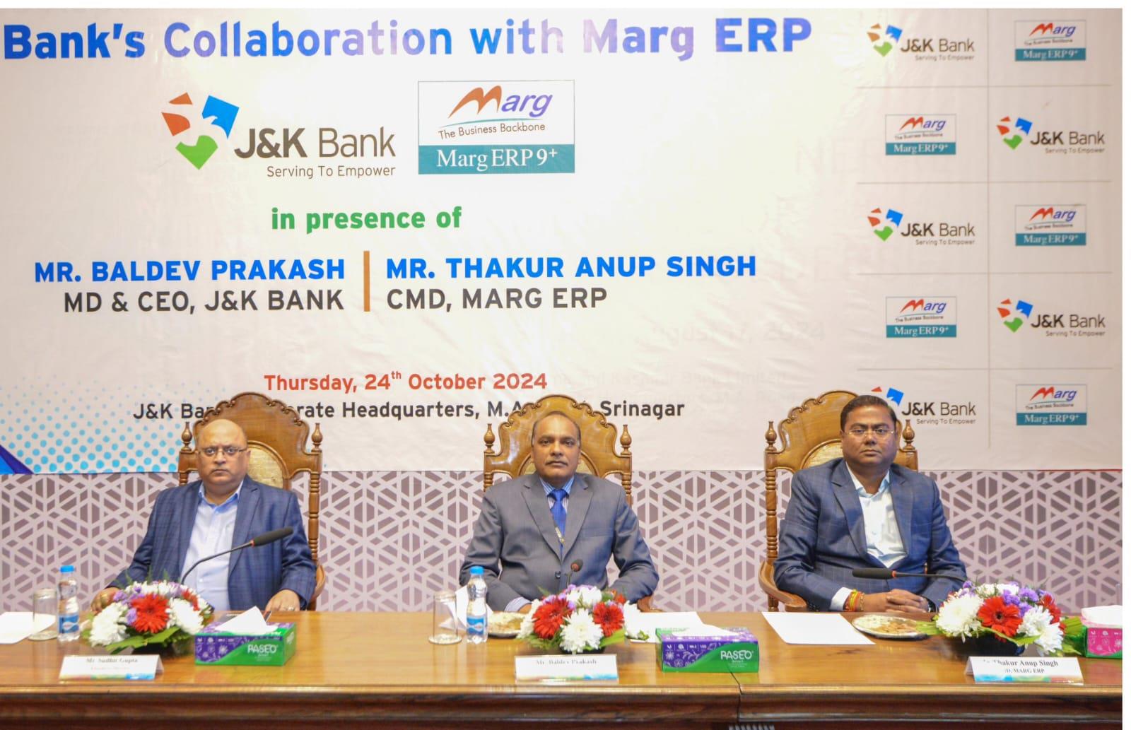 J&K Bank announces first fintech partnership with Marg ERP