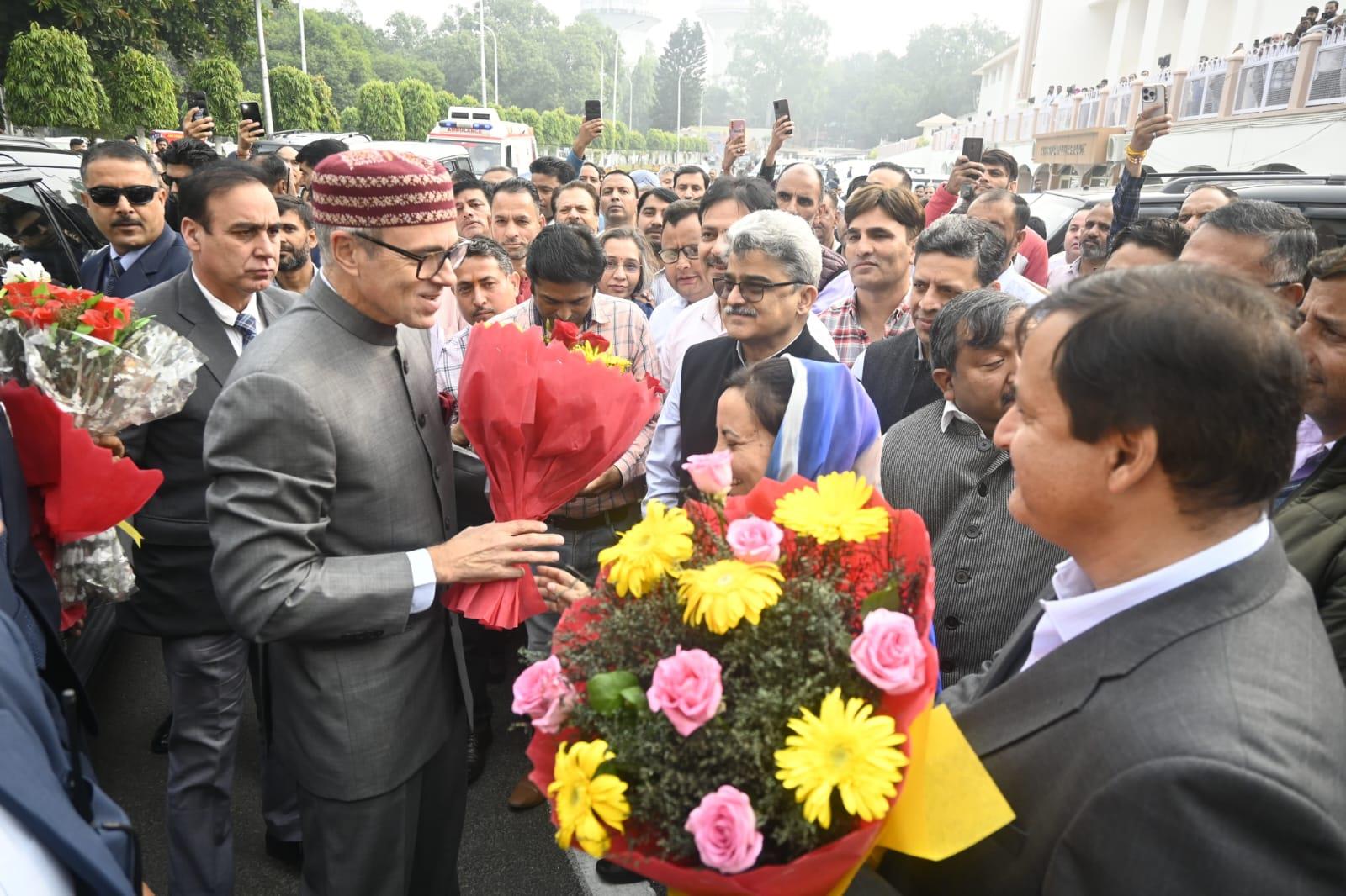 CM Omar Abdullah receives grand reception at Civil Secretariat Jammu