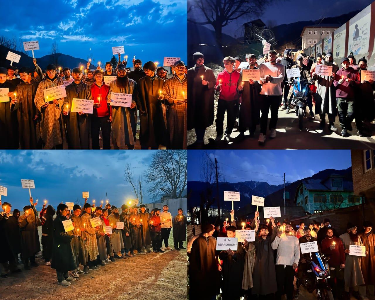Candlelight March Held in Aragam Bandipora to Condemn the Killing of ESM LNk Manzoor Ahmed Wagay