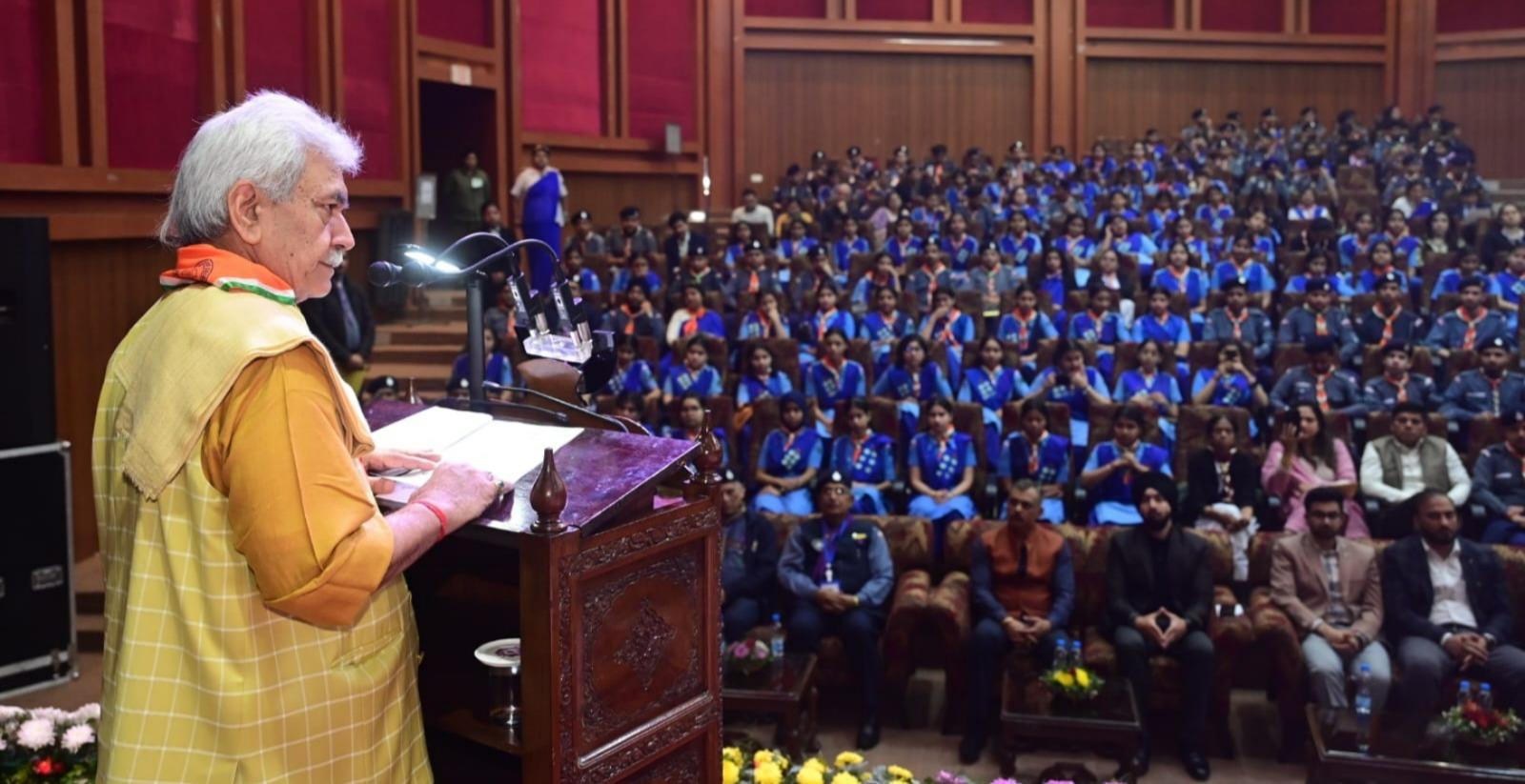 Lieutenant Governor presents J&K Bharat Scouts & Guides Rajya Puraskar Certificates to Scouts & Guides, Rovers and Rangers
