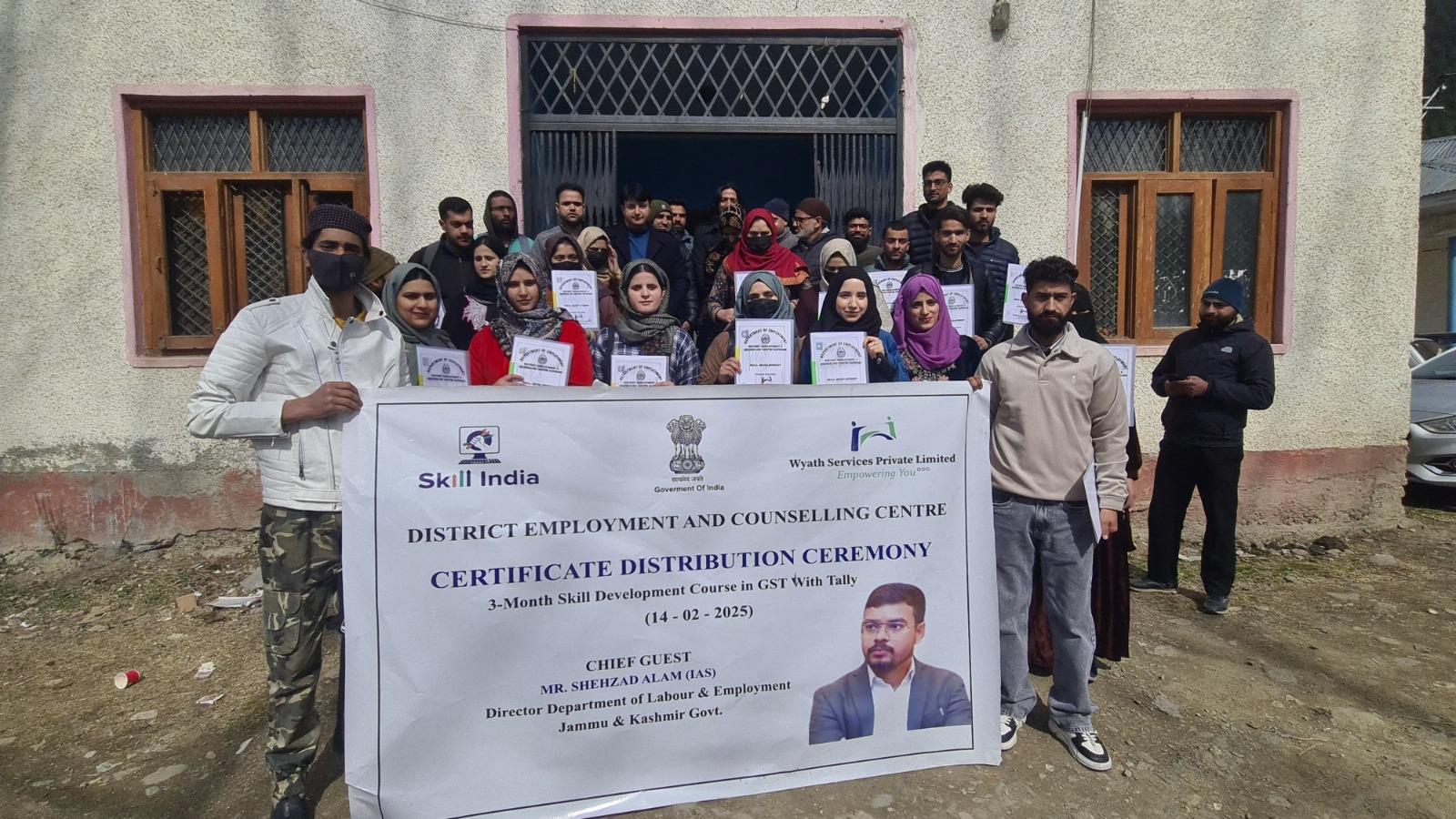 Kupwara youth equipped with GST and Tally Skills, certificate distribution ceremony held