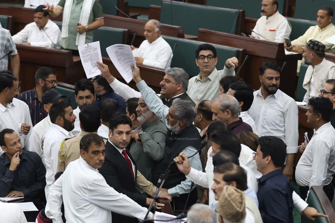 Ruckus in Assembly: BJP, NC Legislators Protest Over Unemployment and Waqf Bill