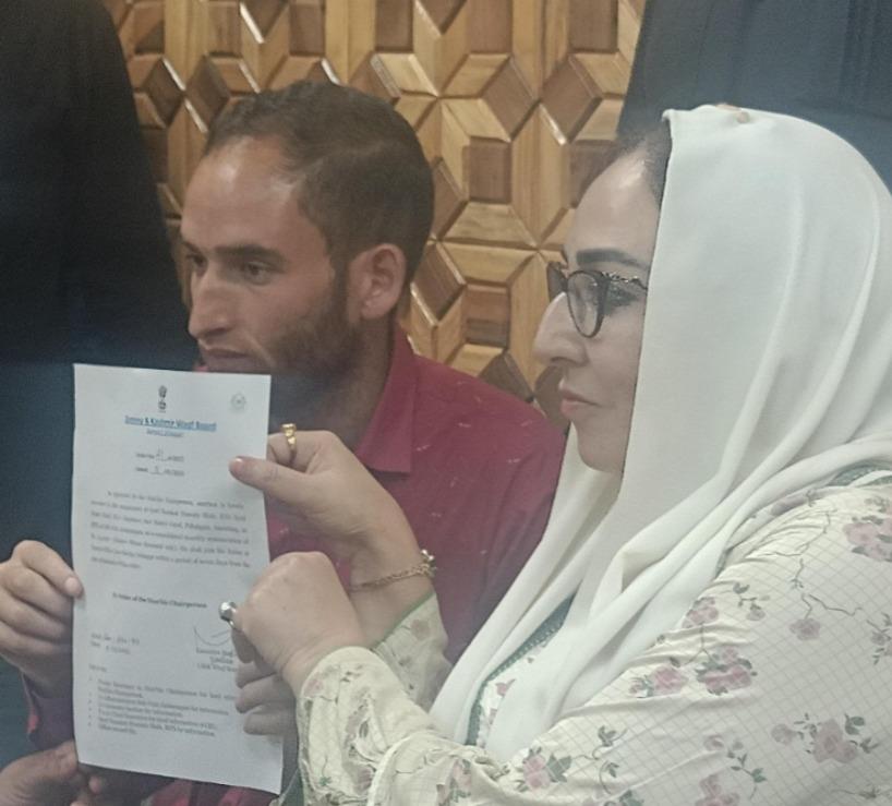 Waqf Board Chairperson Hands Over Job Letter to Pahalgam Braveheart's Brother