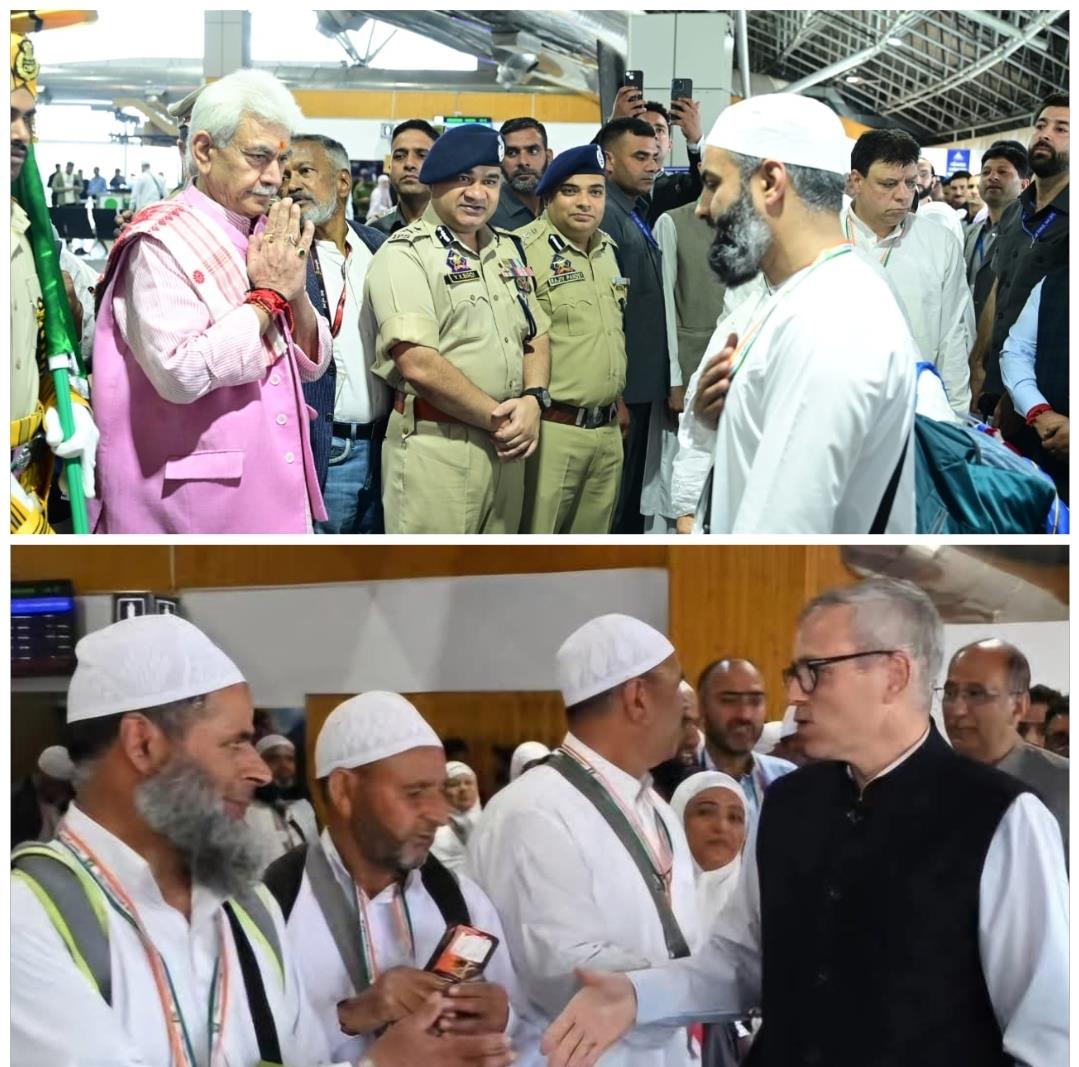 LG Manoj Sinha, CM Omar Abdullah See Off First Batch of Haj Pilgrims from Srinagar
