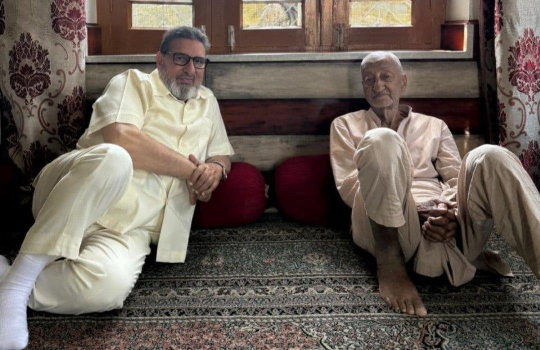 Altaf Bukhari Meets Prof. Abdul Ghani Bhat in Sopore