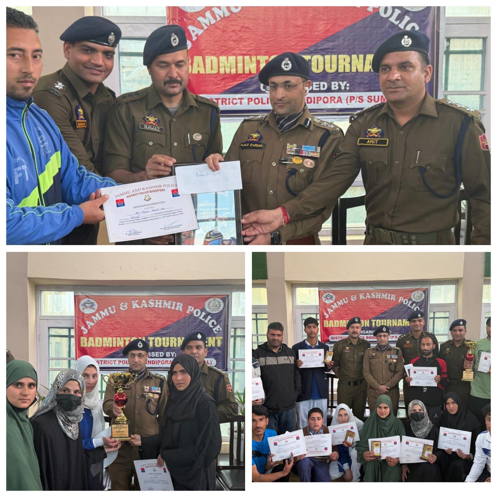 Bandipora Police conclude badminton tournament under civic action programme