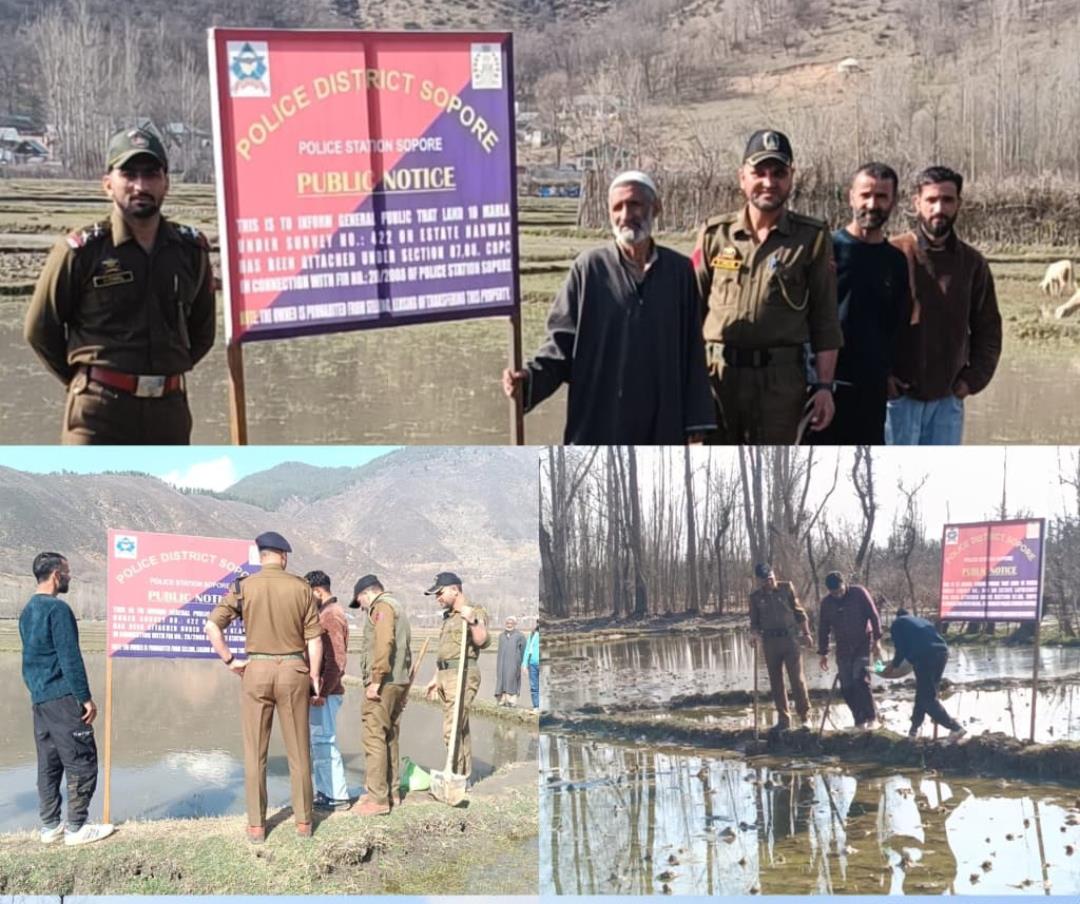 Sopore Police attach properties of two proclaimed offenders