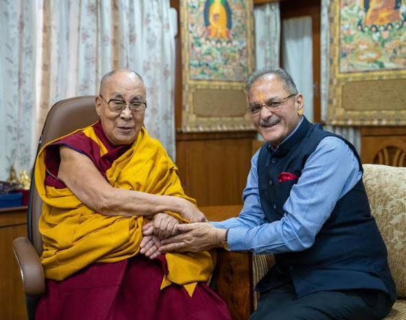 Governor Kavinder Gupta meets His Holiness Dalai Lama in Dharamshala