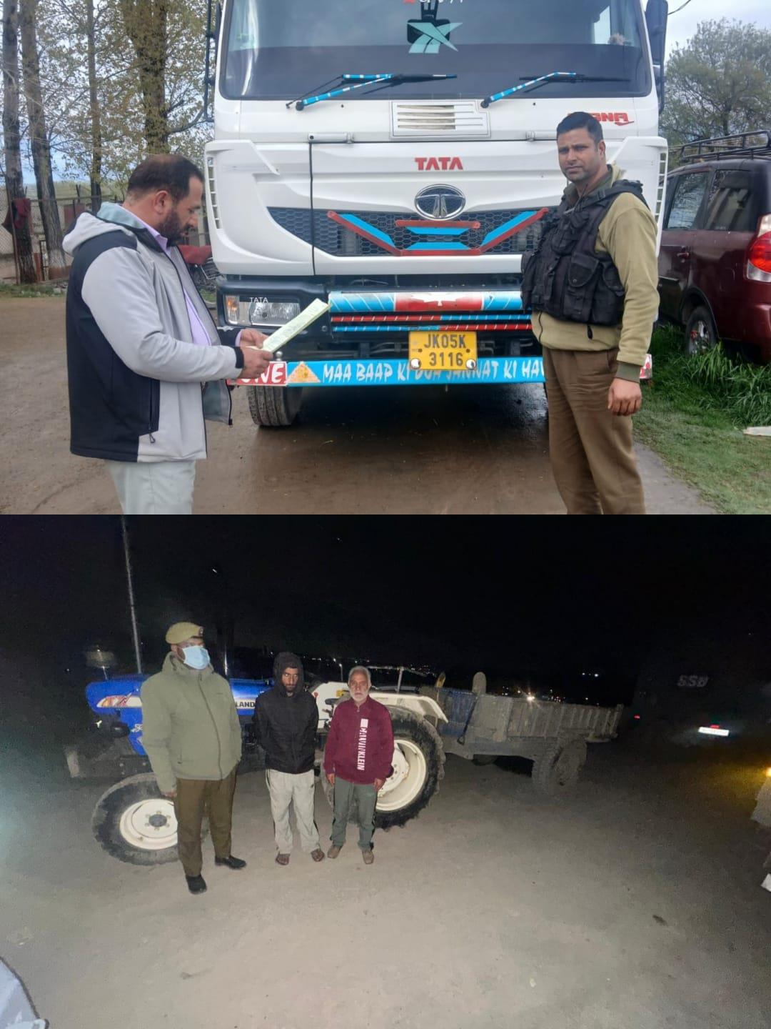 Baramulla Police seizes 2 vehicles for illegal mining in Dargam Nallah