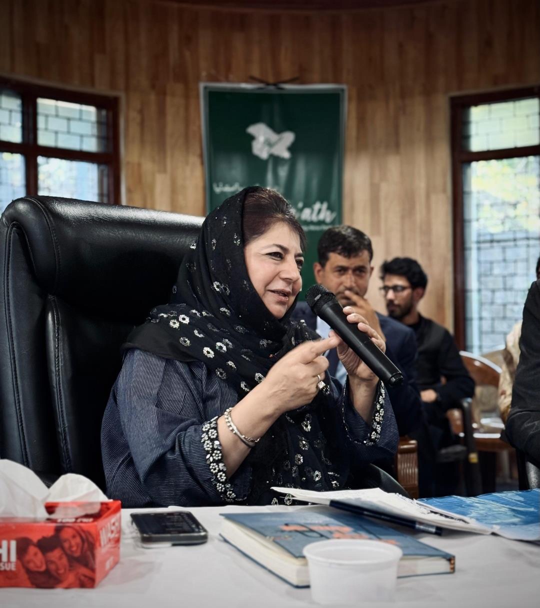Mehbooba flags youth distress at 'Kath Ba'ath' in Budgam
