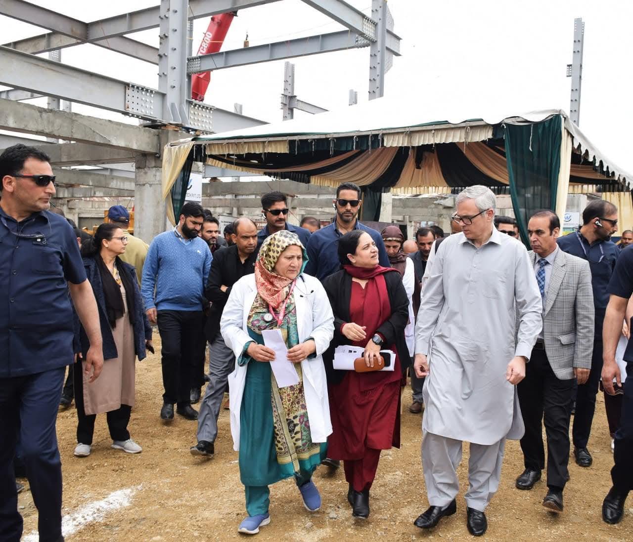 CM Omar reviews progress of Lala Ded Hospital extension block in Srinagar