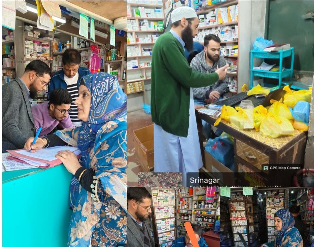 Drug control team suspends 3 Srinagar shops over record-keeping lapses
