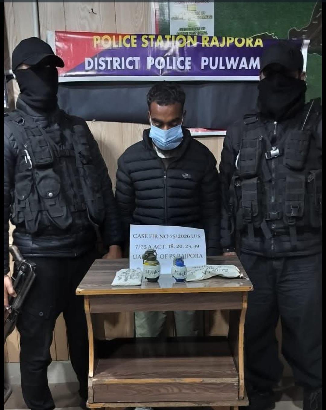 Terror Associate Held in Pulwama; Arms, Explosives Seized