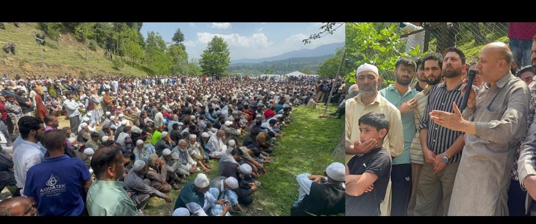 Thousands attend Er Rashid’s father’s funeral in Handwara; AIP leader addresses mourners