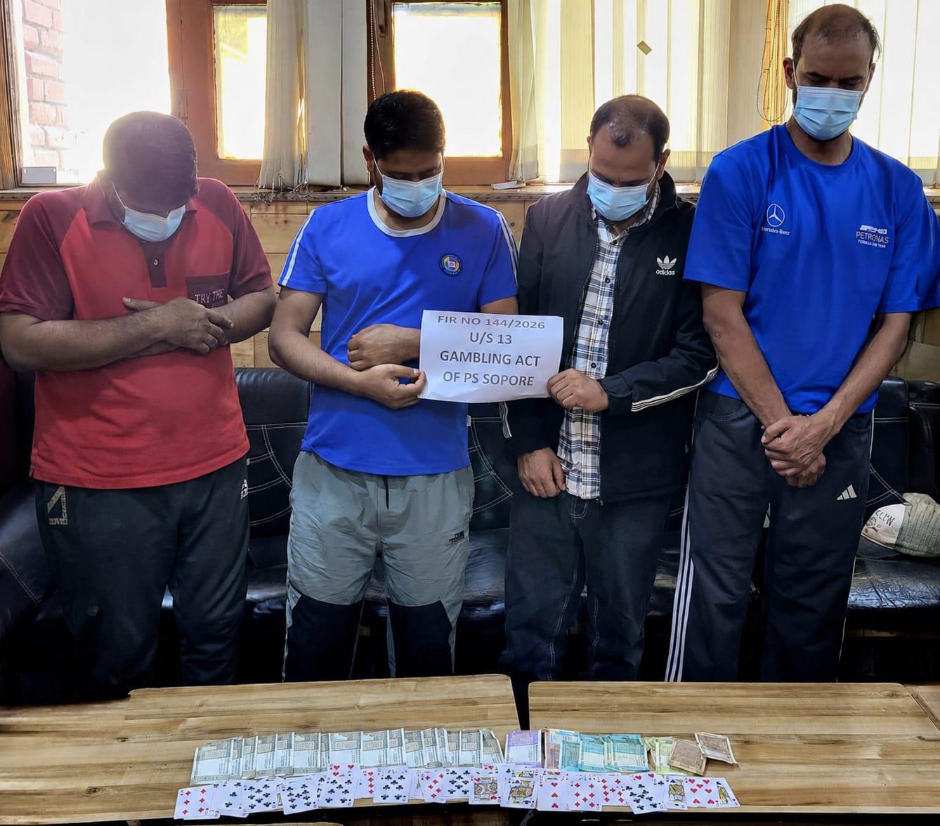 Sopore police bust gambling racket near public park, four held