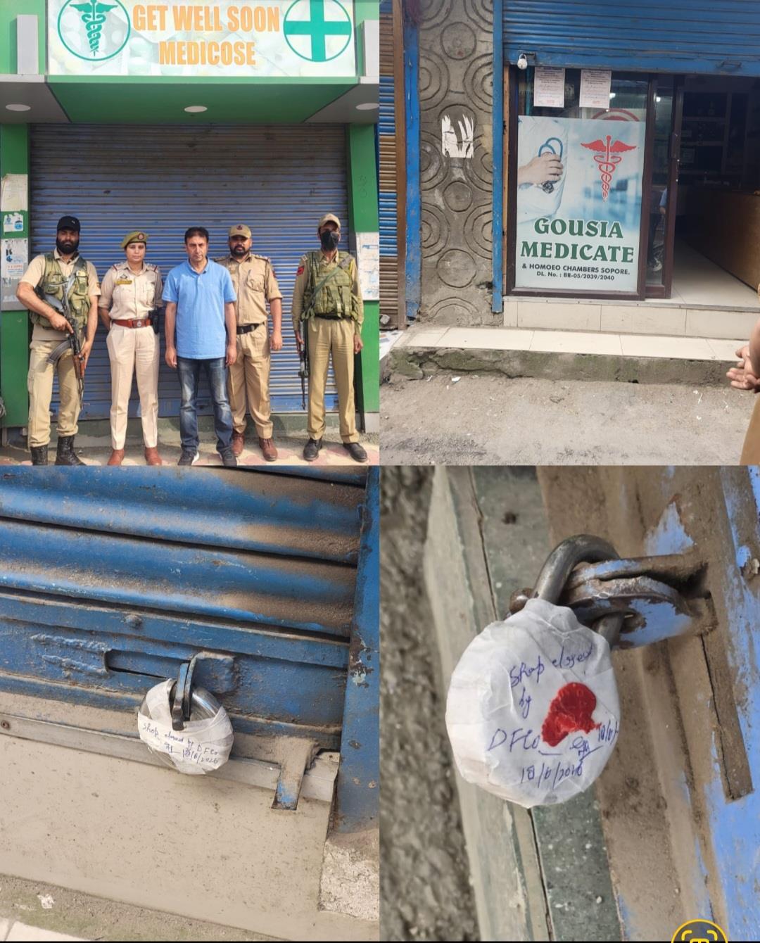 Sopore Police, Drug Control Authorities Seal Two Chemist Shops for Violations under Drugs & Cosmetics Act