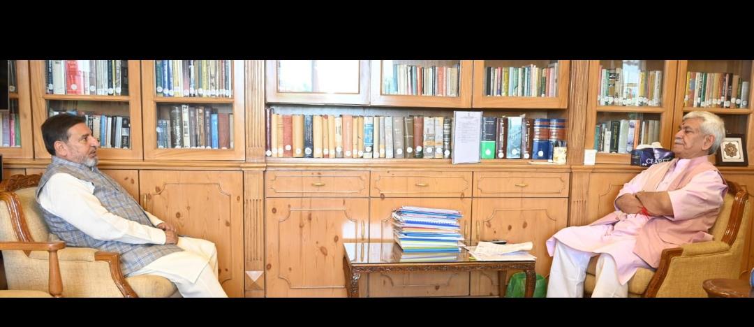 Syed Mohammad Altaf Bukhari calls on LG Manoj Sinha at Lok Bhavan, Srinagar