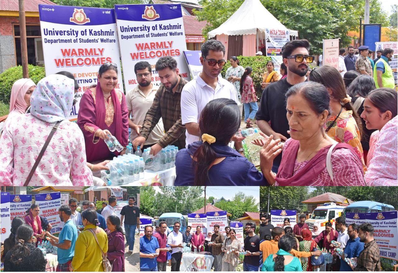Kashmir University Students Win Hearts with Service Camp at Kheer Bhawani Mela