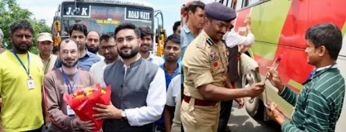 DC Srinagar, SSP extend warm welcome to first batch of Shri Amarnath Ji Yatra Pilgrims at Panthachowk