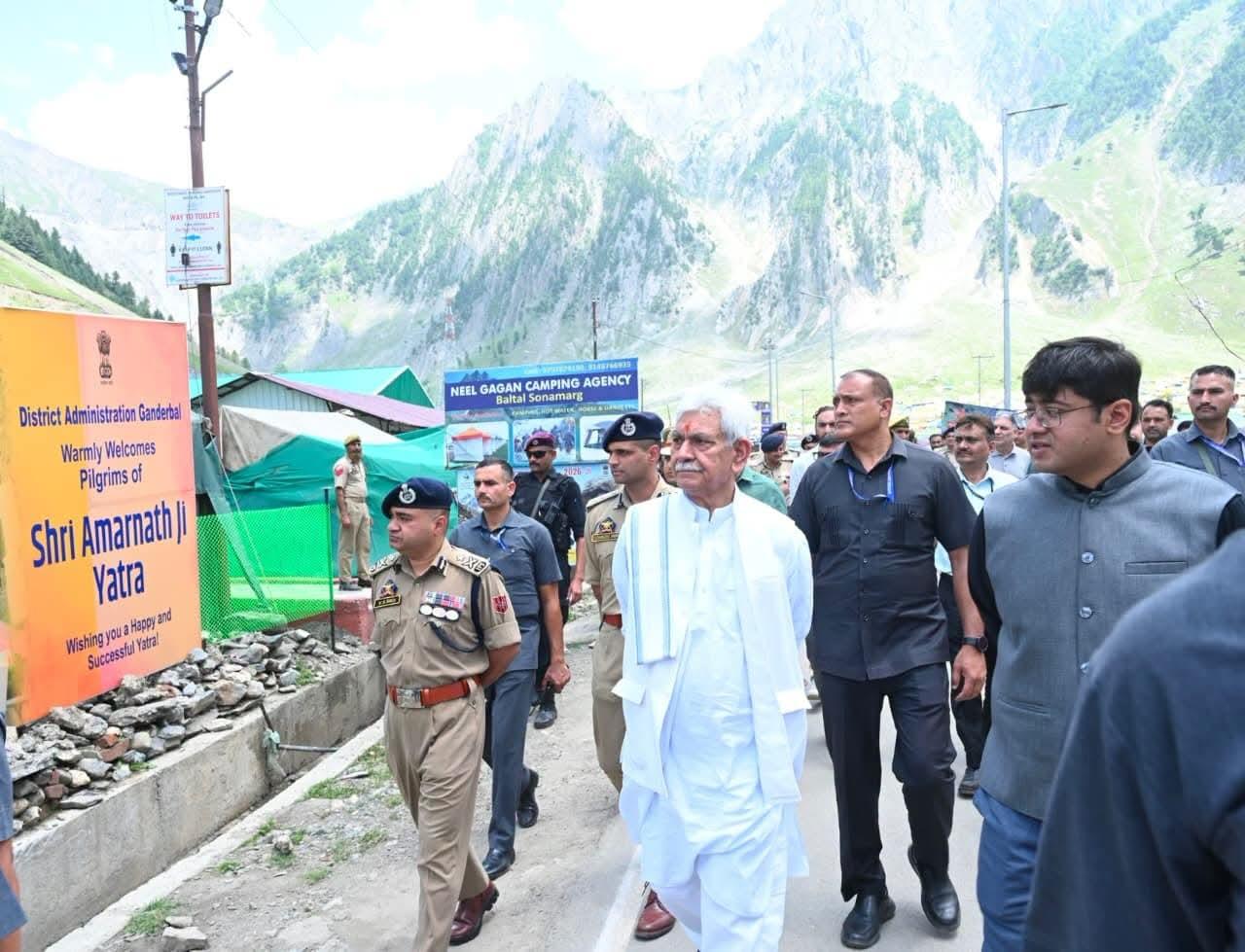 LG Sinha reviews Amarnath Yatra arrangements at Baltal