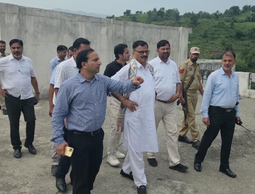 Javed Rana reviews construction of EMRS, Irrigation Department building at Bhera