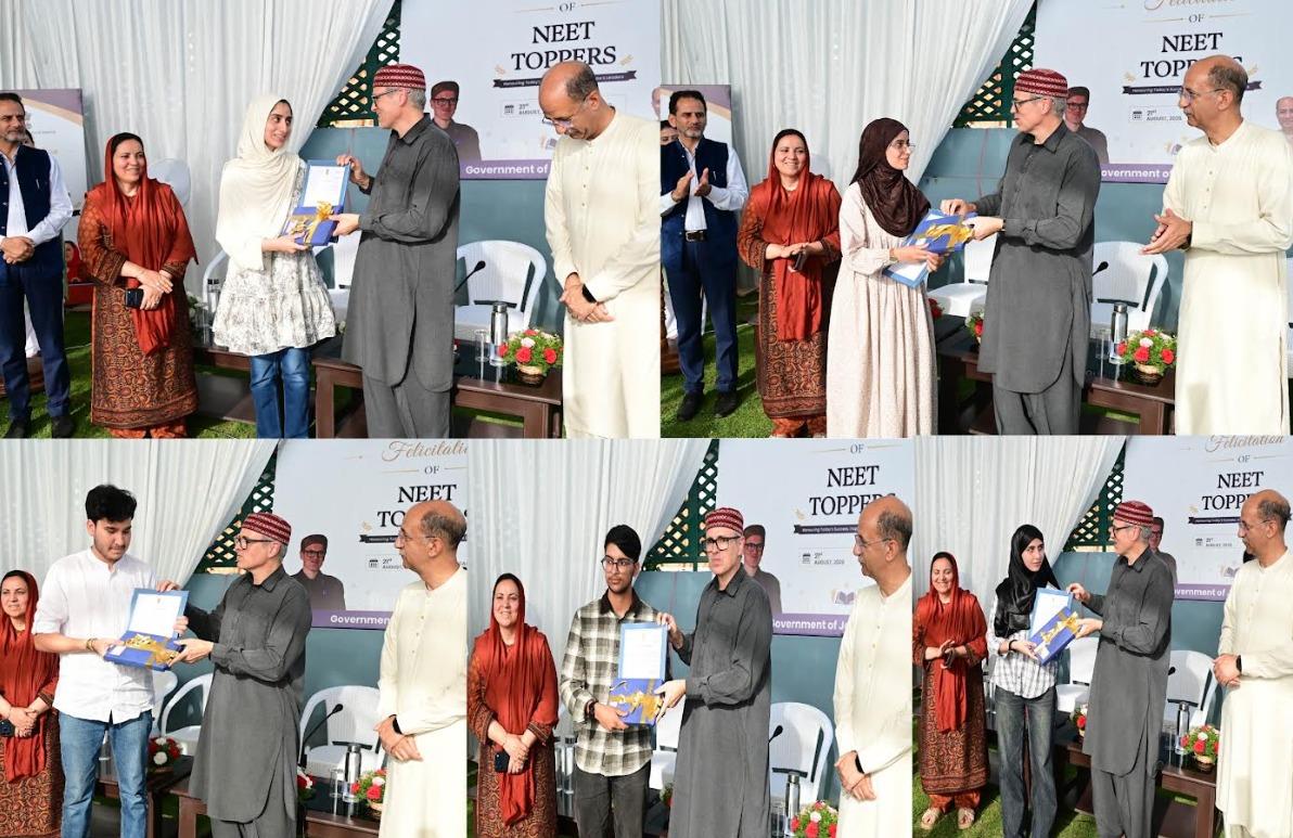 CM Omar Abdullah felicitates J&K’s four NEET toppers